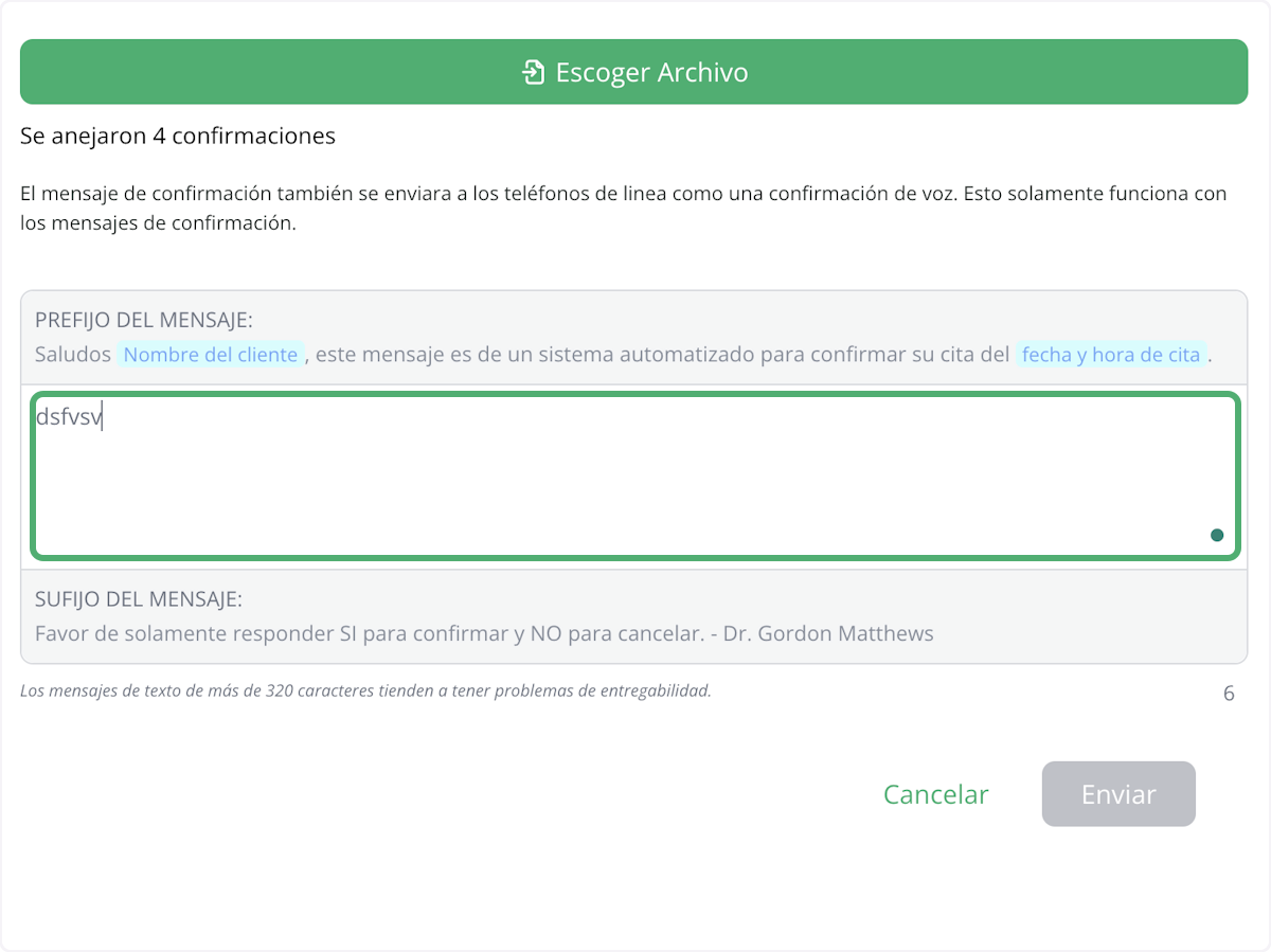 Add any message or click on Enviar to complete!
