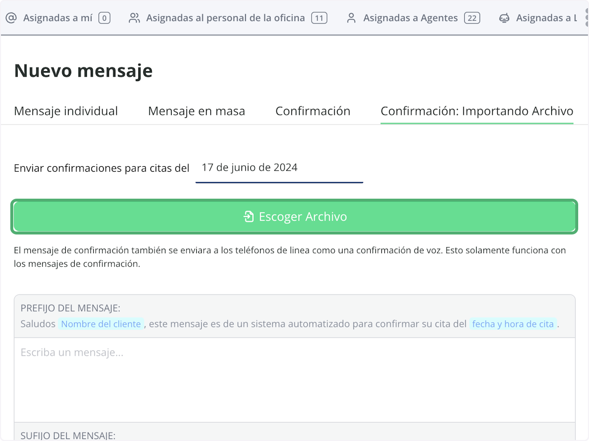 Click on Escoger Archivo