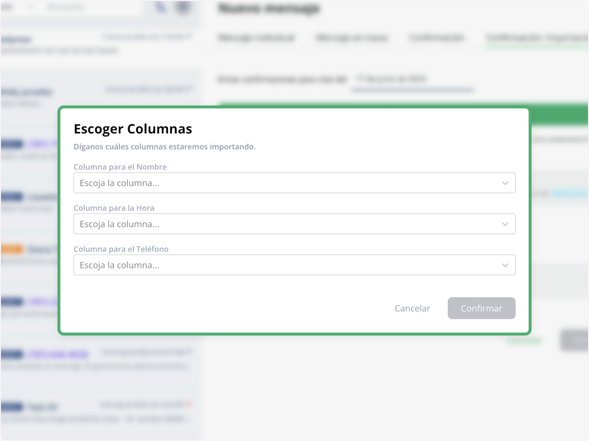 Click on Escoger Columnas…